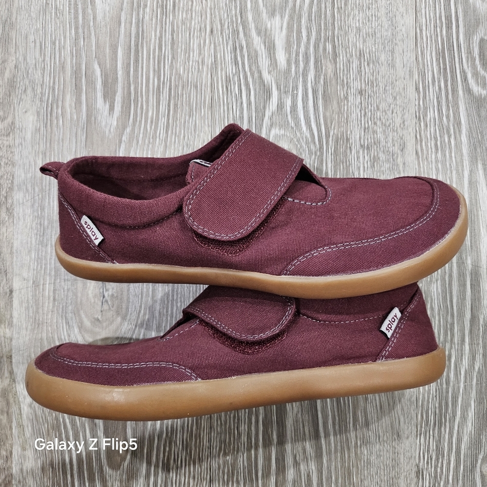 Women’s Casual Velcro Canvas Slip-On Shoe - Burgundy - Picture 7 of 10